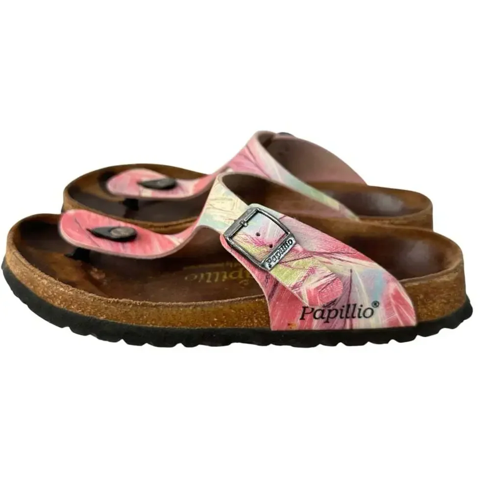 Birkenstock Papillio Gizeh Feathers Boho Cork Footbed Sandals Multicolor 7